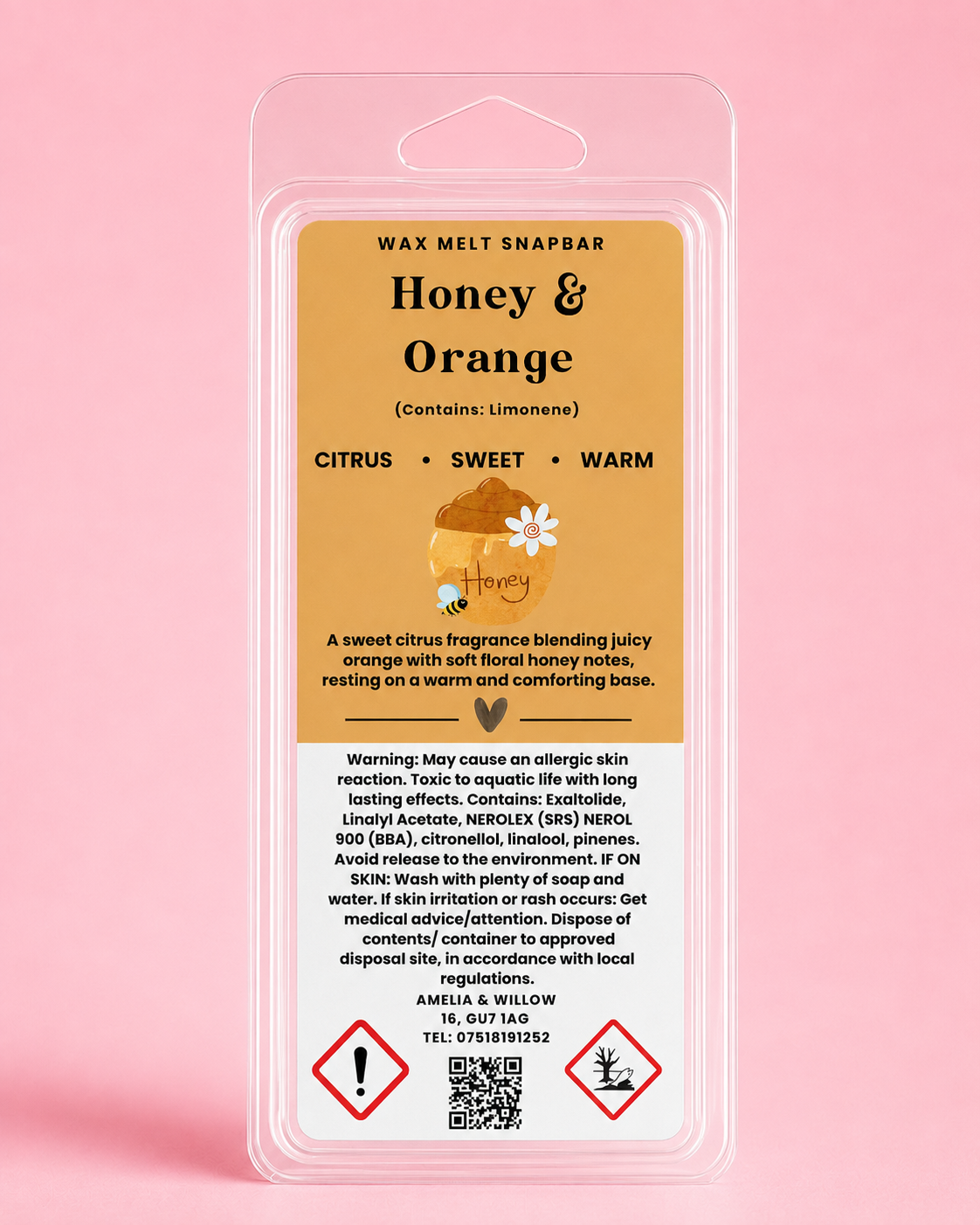 Honey & Orange Wax Melt Snap Bar