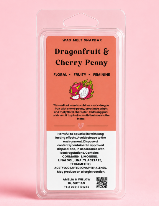 Dragonfruit & Cherry Peony Wax Melt Snap Bar