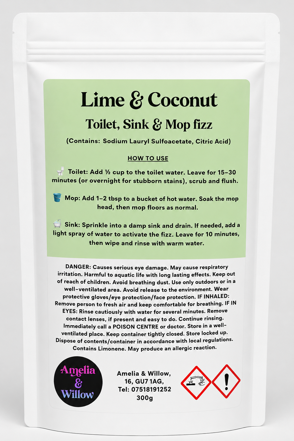 Lime & Coconut Toilet, Sink & Mop Fizz Powder