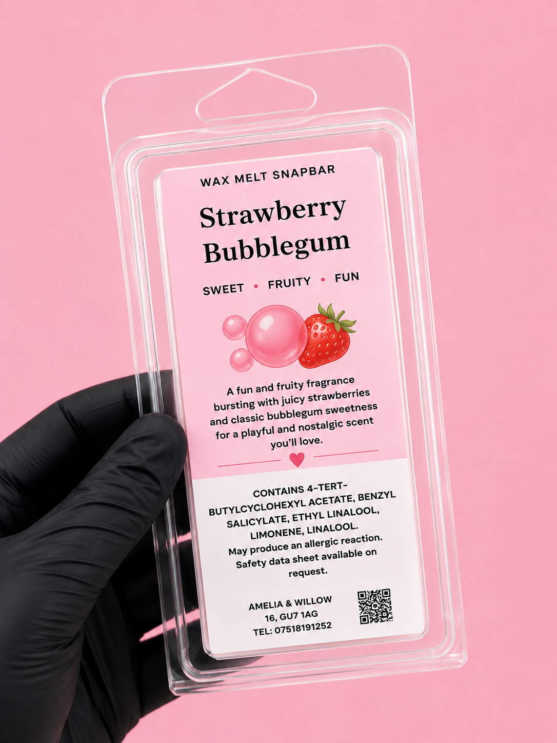 Strawberry Bubblegum Wax Melt Snap Bar