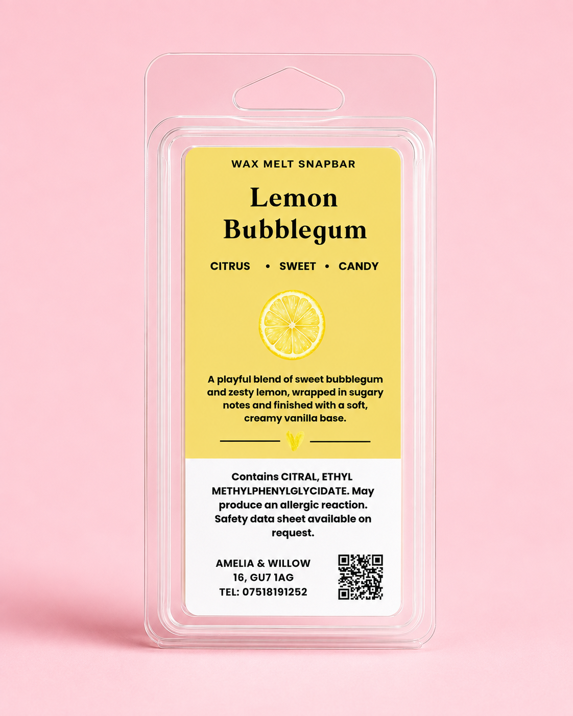 Lemon Bubblegum Wax Melt Snap Bar
