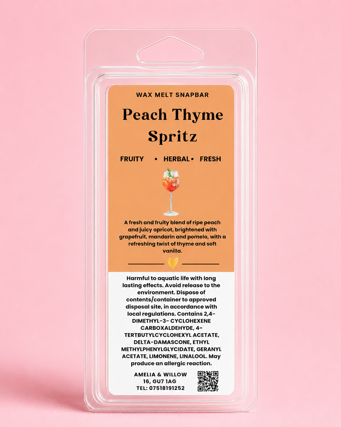 Peach Thyme Spritz Wax Melt Snap Bar