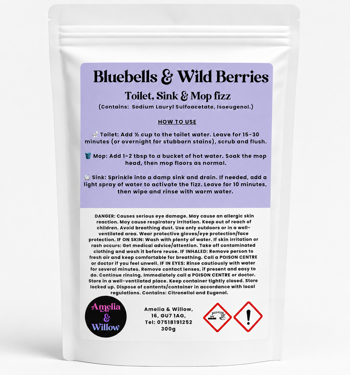 Bluebells & Wild Berries Toilet, Sink & Mop Fizz Powder