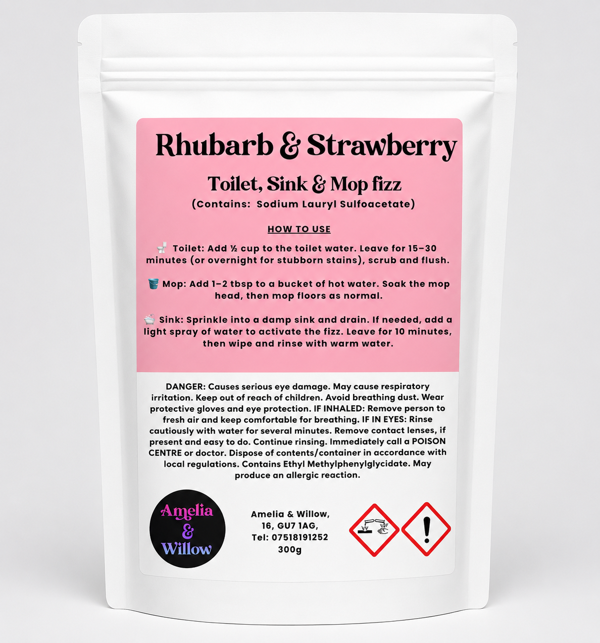 Rhubarb & Strawberry Toilet, Sink & Mop Fizz Powder