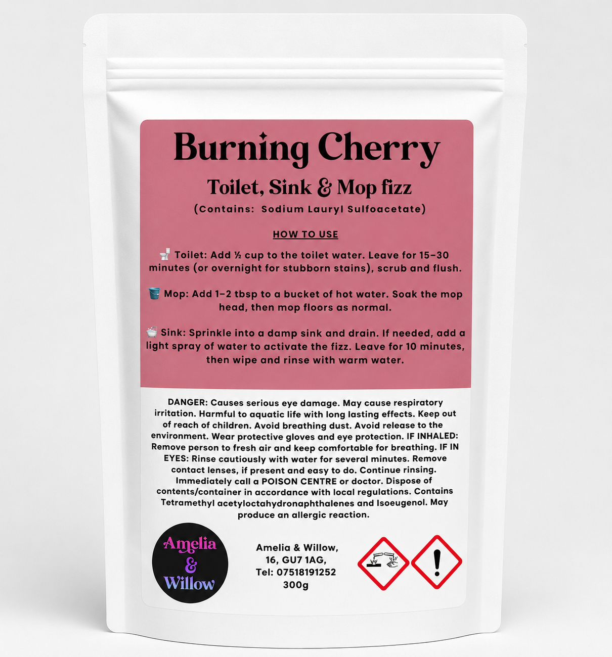 Burning Cherry Toilet, Sink & Mop Fizz Powder