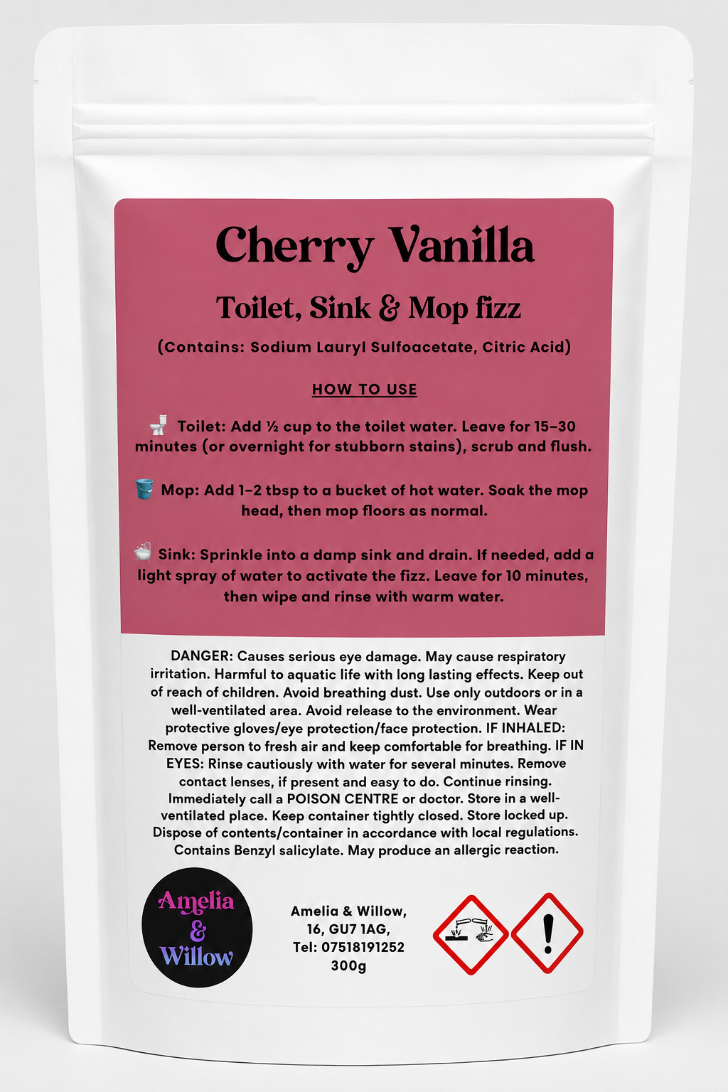 Cherry Vanilla Toilet, Sink & Mop Fizz Powder