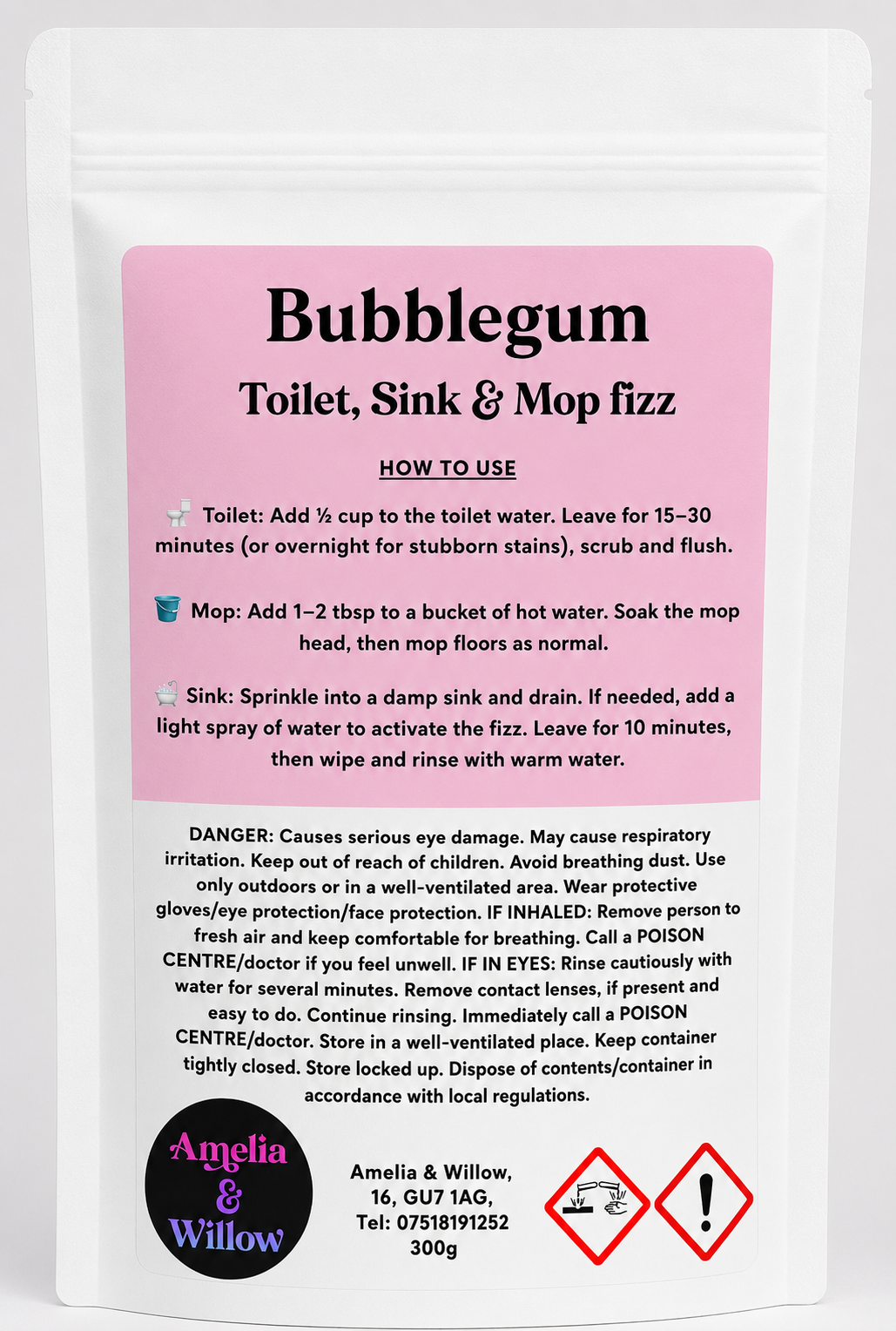Bubblegum Toilet, Sink & Mop Fizz Powder