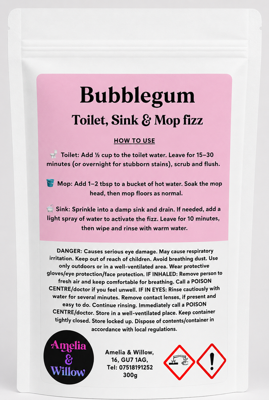 Bubblegum Toilet, Sink & Mop Fizz Powder