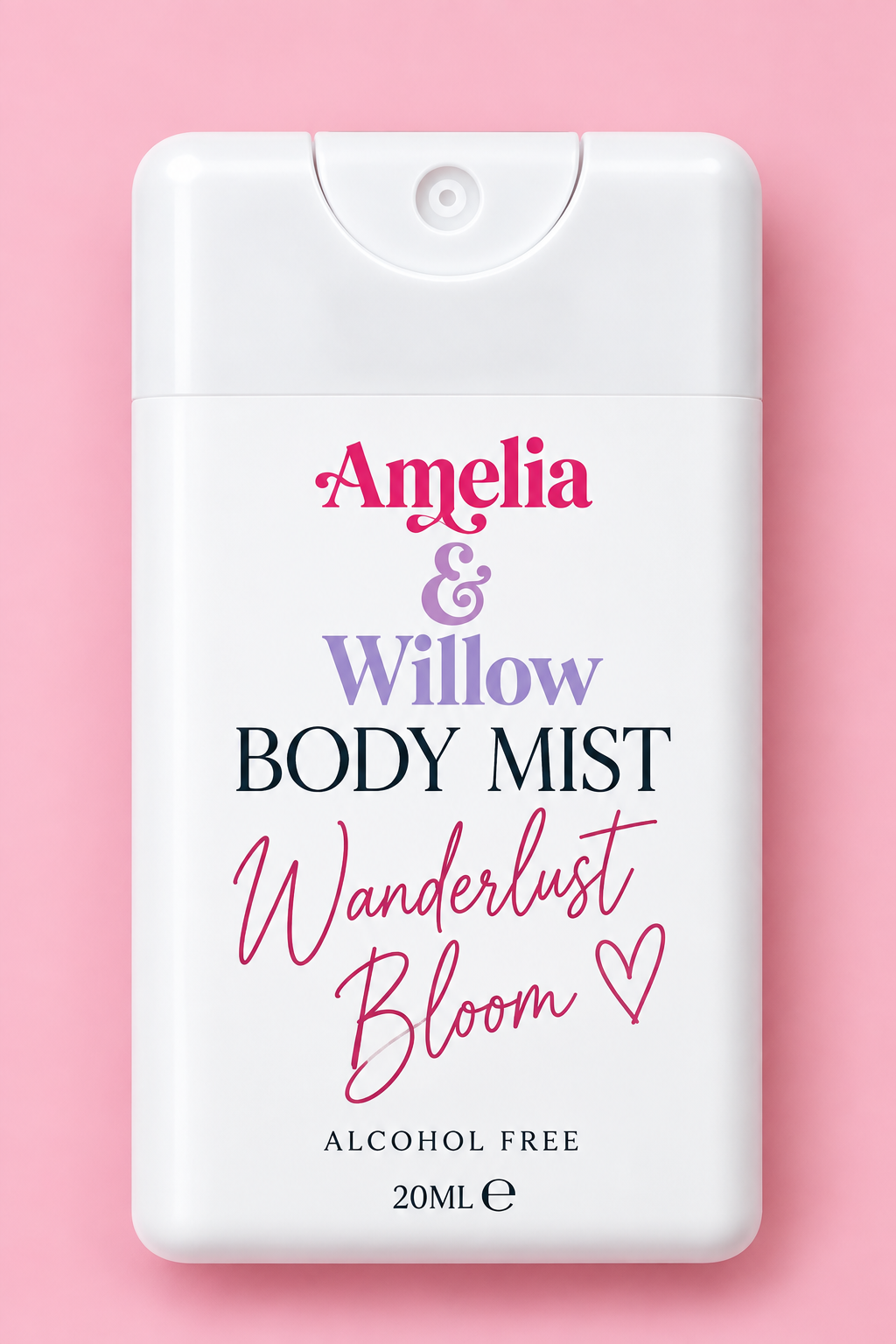 Wanderlust Bloom body mist with pink roses and white floral fragrance styling